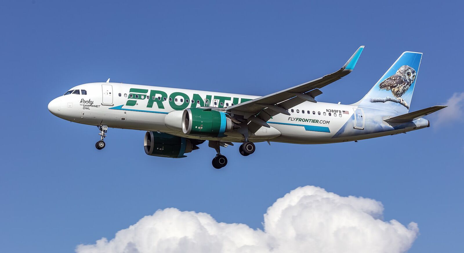 Frontier Airlines aircraft in current livery