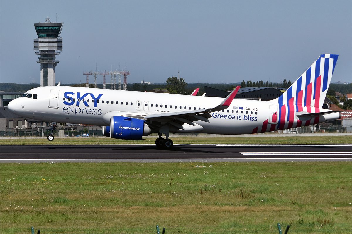 Sky Express aircraft in current livery