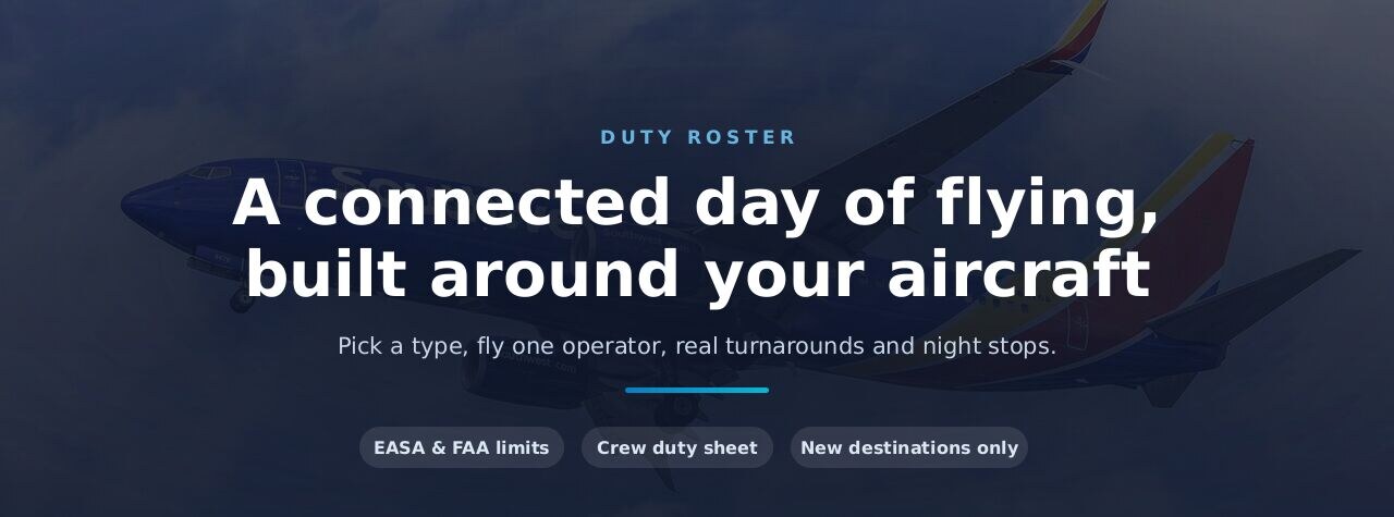 The duty roster, rebuilt around your aircraft