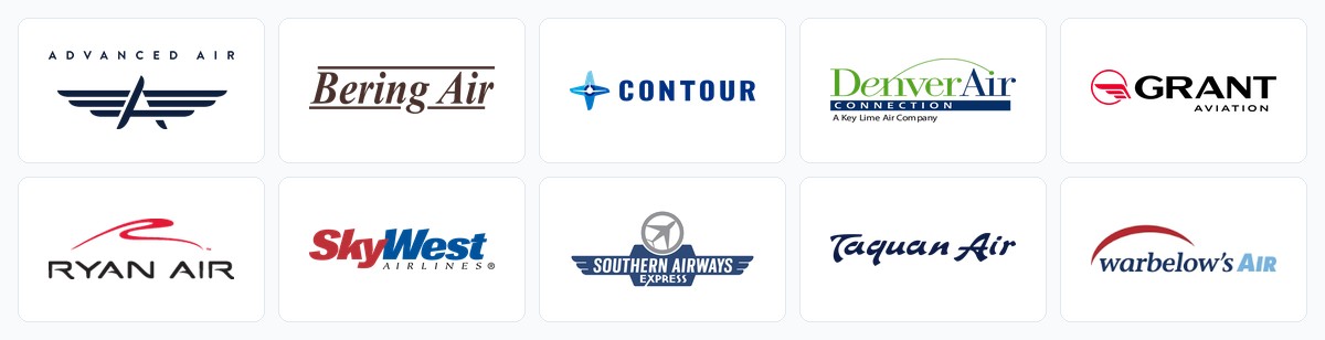 Logos of the ten Essential Air Service carriers added to JetStream Virtual